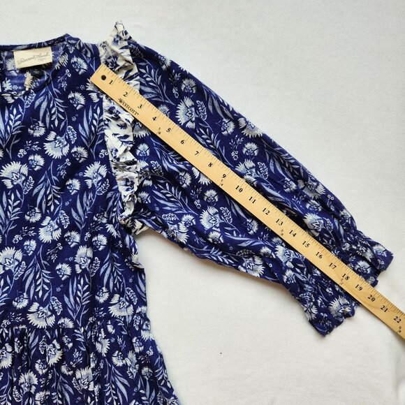 Boho Floral Peplum Top Ruffled Cottage Core Blue Prairie Feminine Romantic XS - Picture 12 of 12